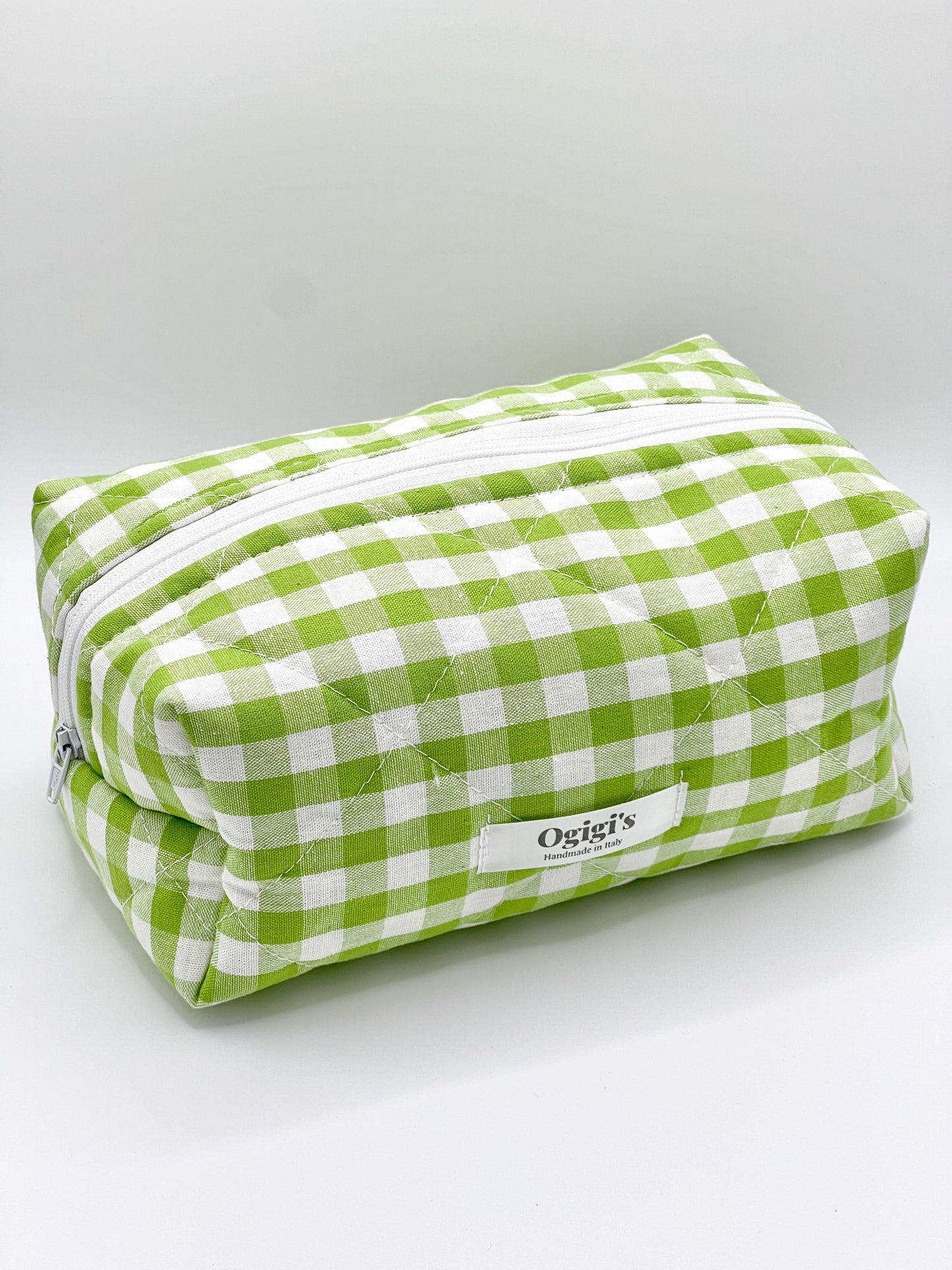 Beauty case green gingham
