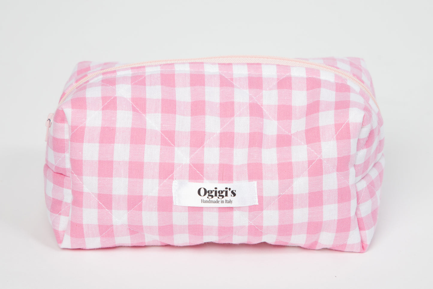 Pink gingham beauty case