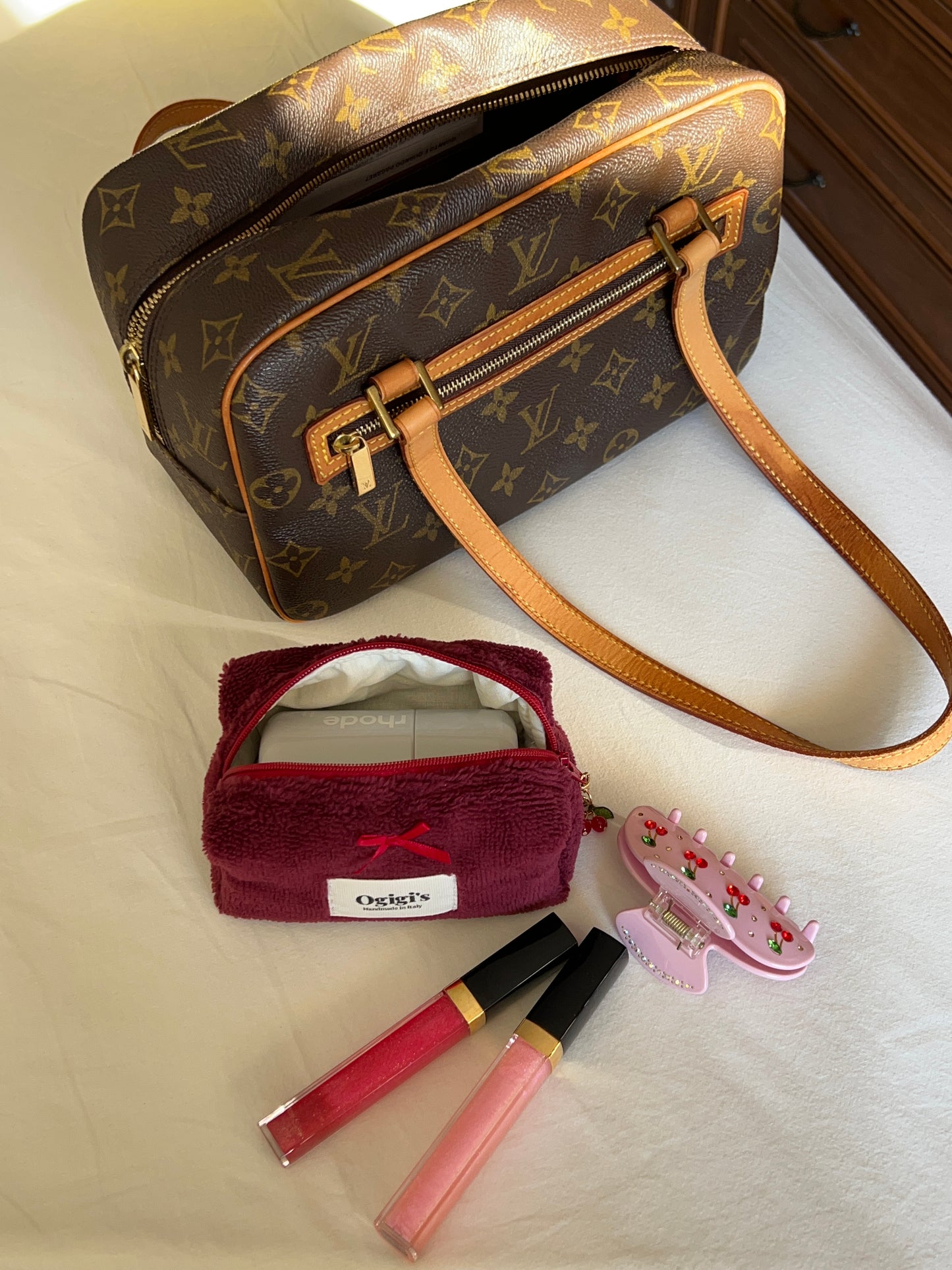 Beauty case teddy cherry red